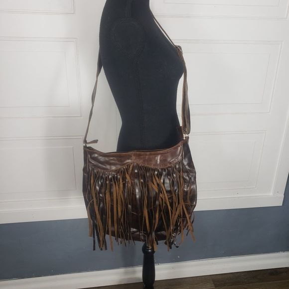 1970S Handbags - Vintage Leather Purse with Long Fringe